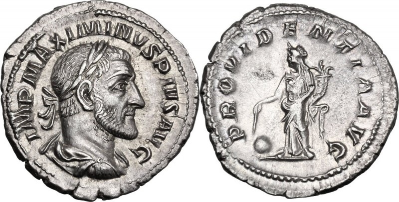 Maximinus I (235-238). AR Denarius, Rome mint. IMP MAXIMINVS PIVS AVG. Laureate,...