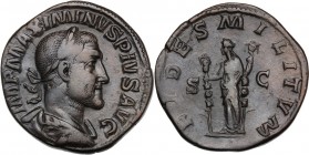 Maximinus I (235-238). AE Sestertius, 235-236 AD. IMP MAXIMINVS PIVS AVG. Laureate, draped and cuirassed bust right. / FIDES MILITVM SC. Fides standin...