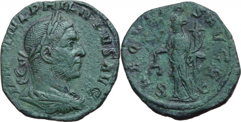 Philip I (244-249). AE Sestertius, 244-249 AD. IMP CAES M IVL PHILIPPVS AVG. Lau...