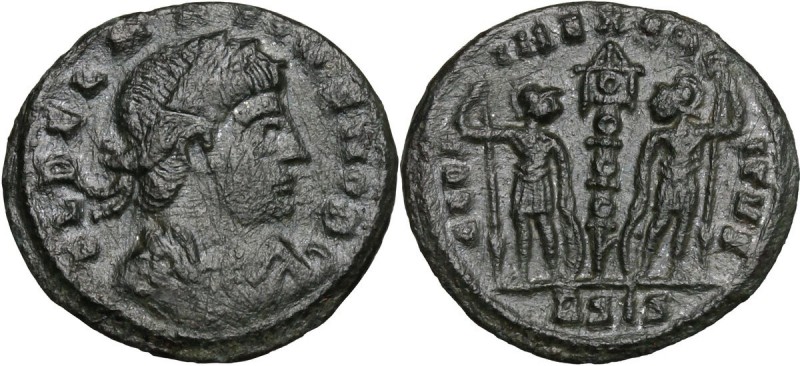 Delmatius (Caesar, 335-337). AE 17 mm. Siscia mint. FL DELMATIVS NOB C. Laureate...