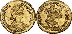 Ostrogothic Italy. Theoderic. As king of the Goths, 474/5-493, or ruler of Italy, 493-526. AV Tremissis in the name of Anastasius I. Rome mint. Struck...