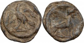 Leads from Ancient World. Roman Empire. PB Tessera. Eagle. / Sphinx. Rostowzev 273 and pl. III, 31. . PB. 2.68 g. 16.50 mm. About EF.