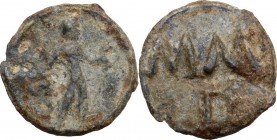 Leads from Ancient World. Roman Empire. PB Tessera. Male figure standing right. / MM/ F. PB. 2.77 g. 17.00 mm. Good VF.