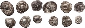 Greek World - Asia Minor. Multiple lot of six (6) unclassified AR Fractionals. AR. About VF:VF.