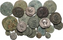 Roman Empire. Multiple lot of twenty six (26) unclassified coins, including twenty three (23) AE Denominations and three (3) AR Denarii (Trajan, Hadri...
