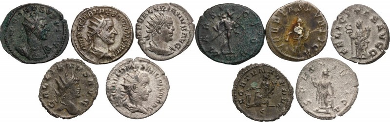 The Roman Empire. Multiple lot of five (5) AR/BI Antoninianii: Herennius Etruscu...