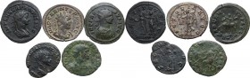 The Roman Empire. Multiple lot of five (5) BI Antoniniani: Quintillus, Aurelianus, Probus (2) and Carinus. BI. About VF:VF.