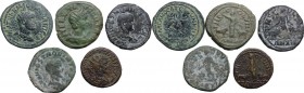 The Roman Empire. Multiple lot of five (5) AE Provincial coins: Philip II Samosata mint (Commagene); Gordian III, Herennia Etruscilla and Hostilian (2...