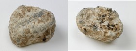 Leads from Ancient World. Punic Sardinia. Lead weight, VII-V century BC. PB. 240.70 g. RR. mm. 44x36x26. Very rare. Whitish patina with dark and tan s...