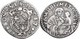Bologna. Innocenzo XI (1676-1689), Benedetto Odescalchi. Carlino 1686. CNI 65; M. 233; Berm. 2134. AG. 1.70 g. 20.00 mm. RR. Bel BB.