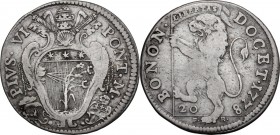 Bologna. Pio VI (1775-1799), Giovanni Angelo Braschi. Lira 1778. CNI 39; M. 218; Berm. 3052. AG. 5.11 g. 27.00 mm. qBB.