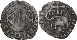 Catania. Federico IV d'Aragona (1355-1377). Denaro. Sp. 266/73; MIR (Sicilia) 1. AE. 0.57 g. 16.70 mm. R. BB+/qSPL.