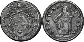 Gubbio. Innocenzo XII (1691-1700), Antonio Pignatelli. Quattrino A. X (IO). CNI 74-79; M. 180; Berm. 2313. AE. 3.15 g. 21.50 mm. NC. Bel BB.