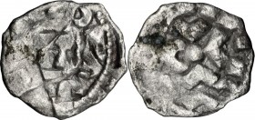 Lucca. Enrico III, IV o V di Franconia (1039-1125). Obolo o frazione di Denaro. CNI 19/21 (Medaglia o Obolo); MIR (Toscana, zecche) 112. AG. 0.34 g. 1...