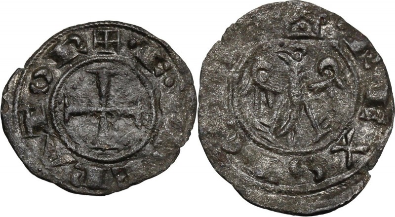 Messina. Federico II di Svevia (1197-1250). Mezzo denaro, 1221. Sp. 108; Travain...