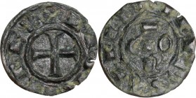Messina o Brindisi. Corrado I di Svevia (1250-1254). Mezzo denaro. Sp. 160 (Messina) (R3); Travaini 1993, 54a; D'Andrea 196 (Brindisi) (R). MI. 0.35 g...
