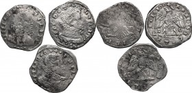 Messina. Filippo III (1598-1621). Lotto di due (2) monete da 4 tarì 1610 e 1613, in aggiunta: 4 tarì di Filippo IV 1627. AG. qBB:Bel BB.