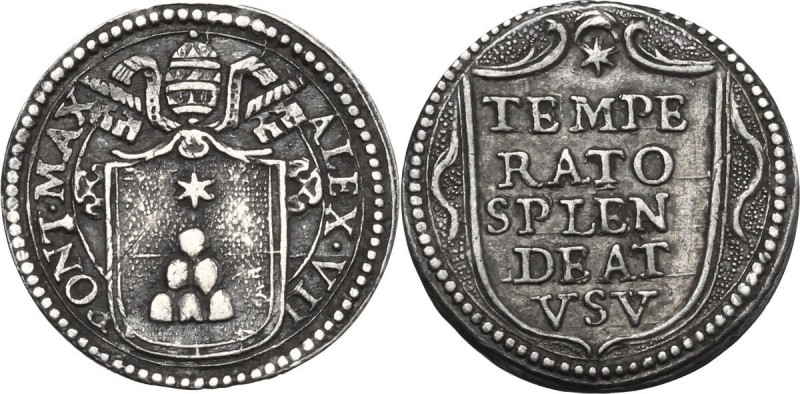 Roma. Alessandro VII (1655-1667) Fabio Chigi. Mezzo Grosso. CNI 48; M. 28; Berm....