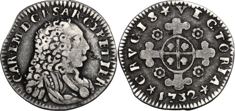Carlo Emanuele III (1730-1773). Monetazione per la Sardegna. 1/2 Reale vecchio 1...