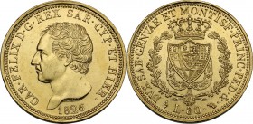 Carlo Felice (1821-1831). 80 lire 1826 Torino. Pag. 28; Mont. 7. AU. 33.00 mm. Graffietti sul volto e colpetto sul ciglio, altrimenti bel BB+.