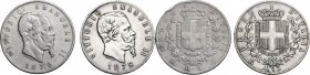 Vittorio Emanuele II (1861-1878). 5 Lire 1870 Milano. Pag. 490; Mont. 172. AG. 37.00 mm. qBB.