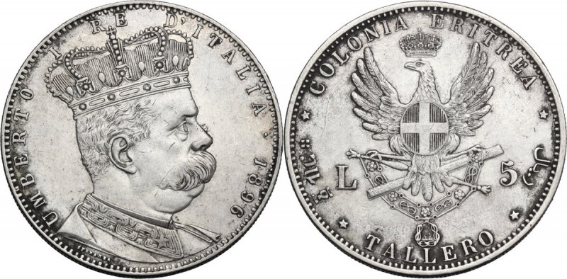 Colonia Eritrea. Umberto I (1890-1896). 5 lire o tallero 1896. Pag. 631; Mont. 8...