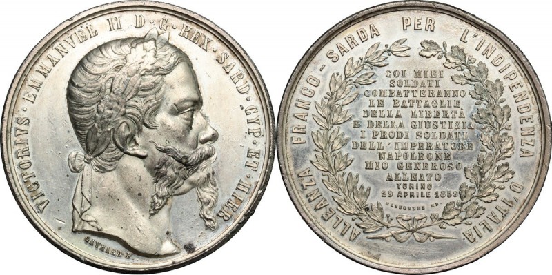 Vittorio Emanuele II (1849-1861). Medaglia 1859, ricorda le parole del proclama ...