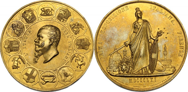 Vittorio Emanuele II (1820-1878). Medaglia 1861 per l'Esposizione Italiana in Fi...