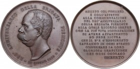 Umberto I (1878-1900). Medaglia 1888, 250° anniversario della Brigata Piemonte. AE. 59.00 mm. Opus: Speranza. NC. qSPL/SPL.