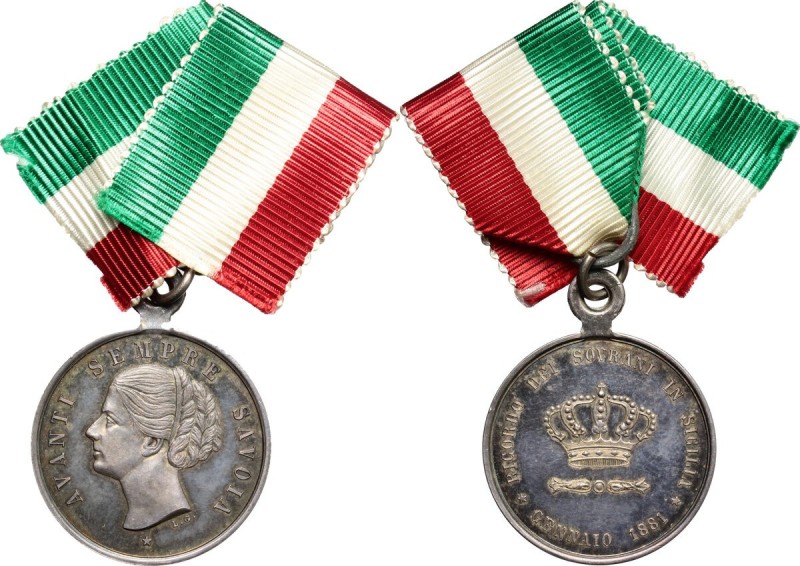 Margherita di Savoia (1851-1926). Medaglia 1881, ricordo dei sovrani in Sicilia....
