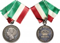 Margherita di Savoia (1851-1926). Medaglia 1881, ricordo dei sovrani in Sicilia. AG. 23.50 mm. Opus: Gori. Con appiccagnolo e nastrino SPL.