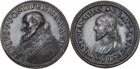 Pio V (1566 - 1572), Antonio Michele Ghislieri. Medaglia. PIVS V PONTIFEX MAX A VI. Busto a sinistra a testa nuda con piviale. / BEATI QVI CVSTODIVNT ...