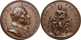 Innocenzo XII (1691-1700), Antonio Pignatelli. Medaglia annuale, A. I. INNOCEN XII PONT M A I. Busto a destra con camauro, mozzetta e stola. / A DEO E...