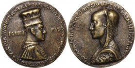 Vittorio Pavonio (XV sec.), cancelliere ducale in Ferrara (1463). Medaglia s.d. VICTOR PAVONIVS SCRIBA ET ORATOR DVCALIS IN AMANTISS CONIVGEM TADEAM. ...