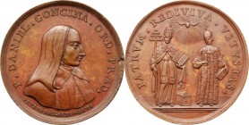 Daniele Concina (1687-1756), teologo. Medaglia ultimo quarto XVIII secolo (1789). P DANIEL CONCINA ORD PRAED. Busto a destra con abito talare e cappuc...