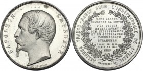 Napoleone III (1852-1870). Medaglia 1859, realizzata in Francia per l'Alleanza Franco-Sarda per l'indipendenza dell'Italia. Fava 50. Camozzi 971. AE a...