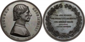 Niccolò Machiavelli (1469-1527), letterato e politico. Medaglia 1866. AE. 46.00 mm. Opus: Gori (G. Duprè dis.). In scatolina Gori (Firenze) d'epoca. F...