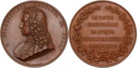 Giovanni Battista Morgagni (1682-1771), medico e anatomista. Medaglia 1873 per l'inaugurazione della statua a Forlì. AE. 70.00 mm. Opus: A Pieroni. In...