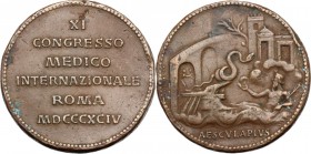 Medaglia 1894 per l'XI Congresso Medico Internazionale di Roma. 150° Johnson 1263. Storer 6313. Holzmair 2402. AE. 36.50 mm. Opus: A. Cappuccio. Appic...