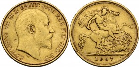 Australia. Edward VII (1901-1911). AV Half Sovereign 1907 M, Melbourne mint. Fried. 36. AV. 19.00 mm. VF.