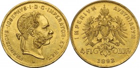 Austria. Franz Joseph (1848-1916). 4 Florins-10 Francs 1892 Restrike. KM 2260; Fried. 503R. AV. 19.00 mm. FDC.