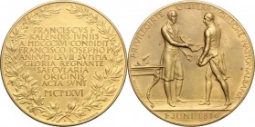 Austria. Oesterreichische Nationalbank. Medal 1916, commemorating the foundation of Oesterreichische Nationalbank in 1816 by Francis I, the first Empe...