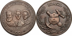 Brazil. Medal 1965, commemorating the 1st centenary of the Battle of the Riachuelo (11 June 1865). AE. 50.00 mm. Opus: Lorcas. Medal set in the origin...