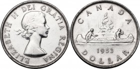 Canada. Elizabeth II (1952 -). Dollar 1953. KM 54. AR. 36.00 mm. VF/Good VF.