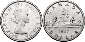 Canada. Elizabeth II (1952 -). Dollar 1957. KM 54. AR. 36.00 mm. VF/Good VF.