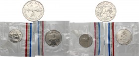 Comoros. Federal Islamic Republic. Banque Centrale coinage. Lot of three (3) Pattern Essais: 50 Francs 1975, 25 Francs 1982 and 5 Francs 1984. KM E6, ...