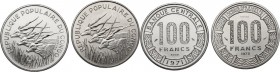 Congo. Republic. Lot of two (2) Pattern Essais 100 Francs 1971 and 1975. KM E 1, 3. NI. 26.00 mm. FDC.