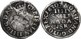 Denmark. Christian IV (1588-1648). 4 Skilling 1630. KM 121; Hede 142. AR. 1.11 g. 16.50 mm. VF.