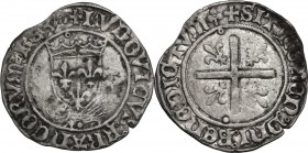 France. Louis XII (1498-1515). Douzain au porc-épic, Lyon. Duplessy 672; Lafaurie 611. BI. 2.22 g. 26.50 mm. VF.