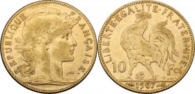 France. Third republic (1871-1940). 10 Francs 1907. Gad. 1017; Fried. 597. AV. 19.00 mm. VF.